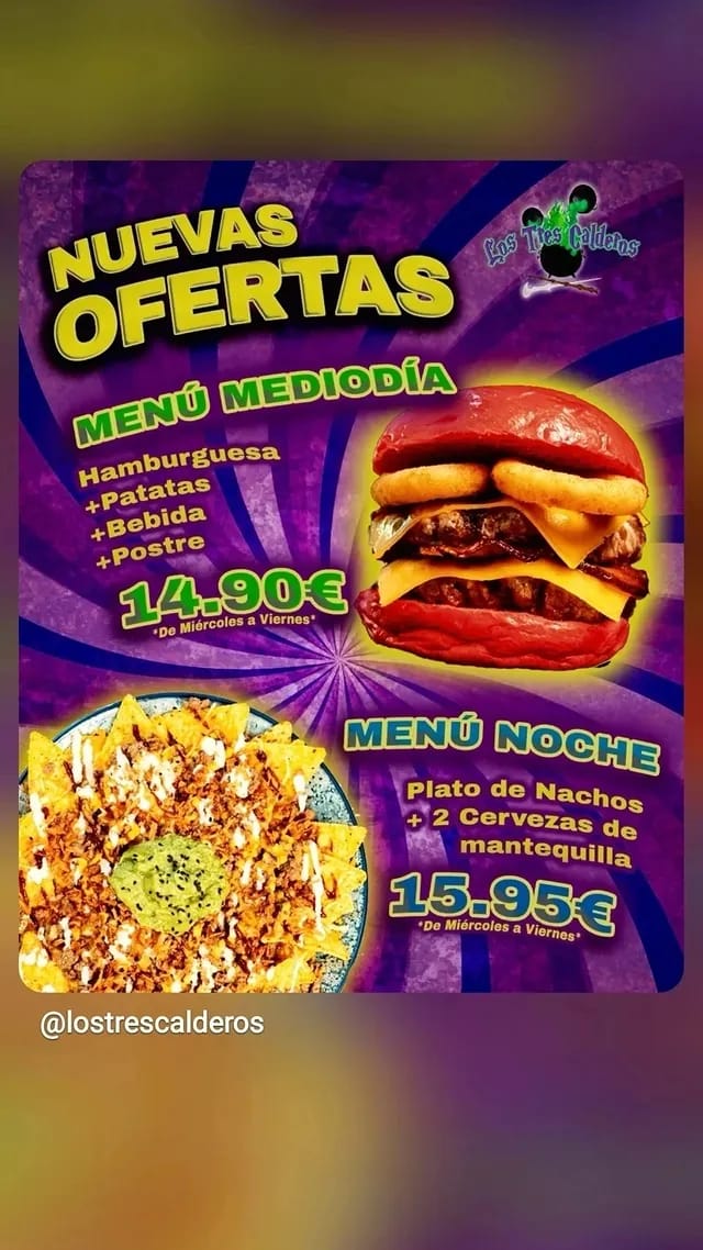 Menús Mediodía y Noche en Los Tres Calderos