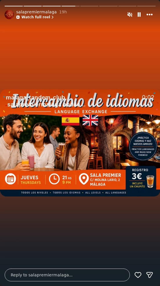 Intercambio de idiomas en Sala Premier
