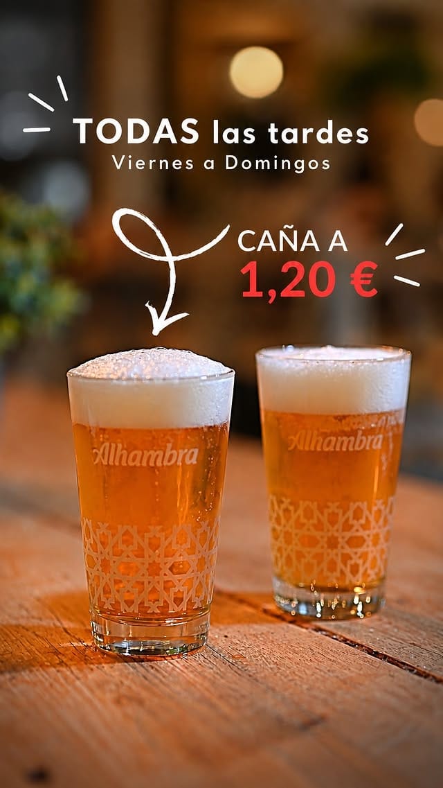Cañas a 1,20€ por las tardes